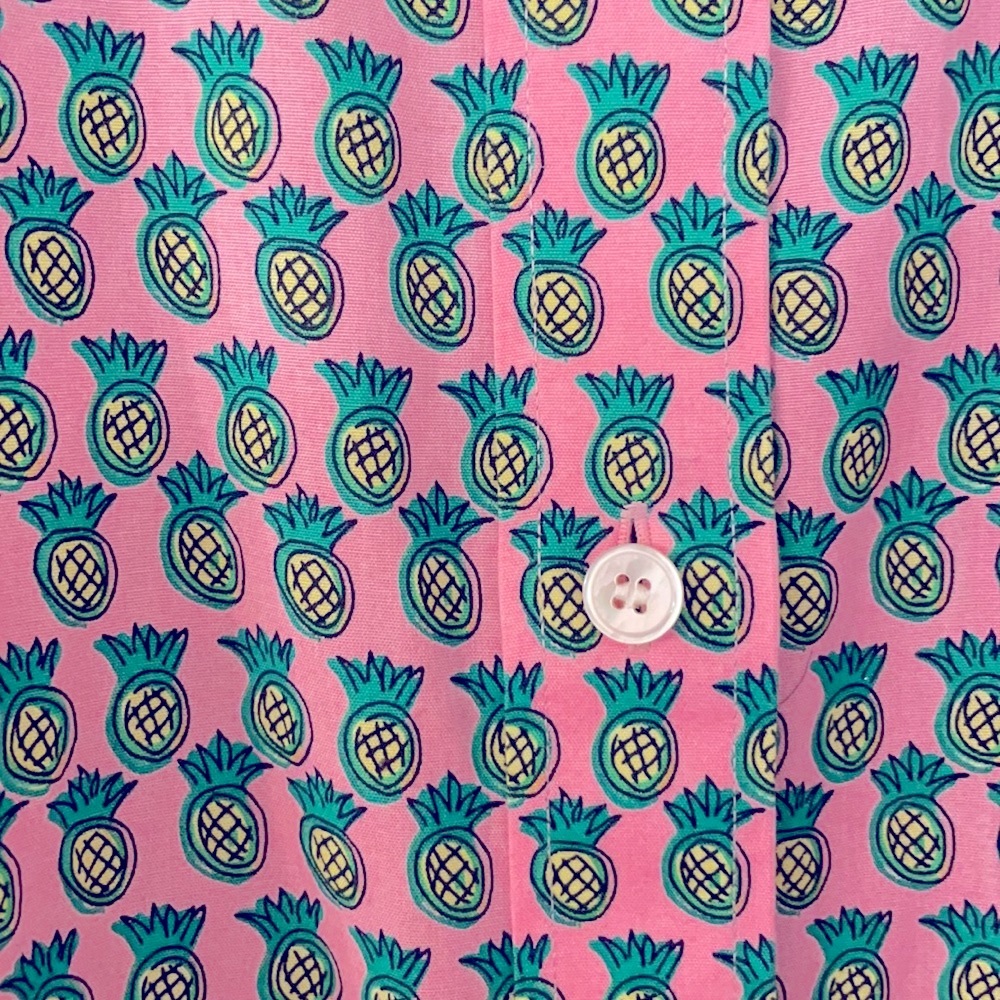 Talbots pineapple print non-iron sleeveless shirt 22WP